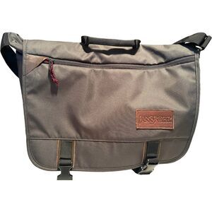 NEW Jansport Messenger Bag Laptop Notebook Sleeve Black with Leather Accents